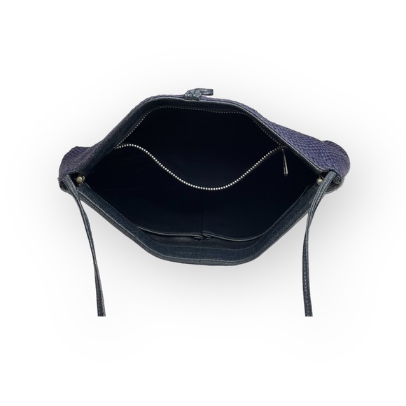 Vintage: Maryann Rosenfeld ✿ Hinged Convertible Clutch Bag Handbag ✿ Navy Woven - Picture 9 of 16